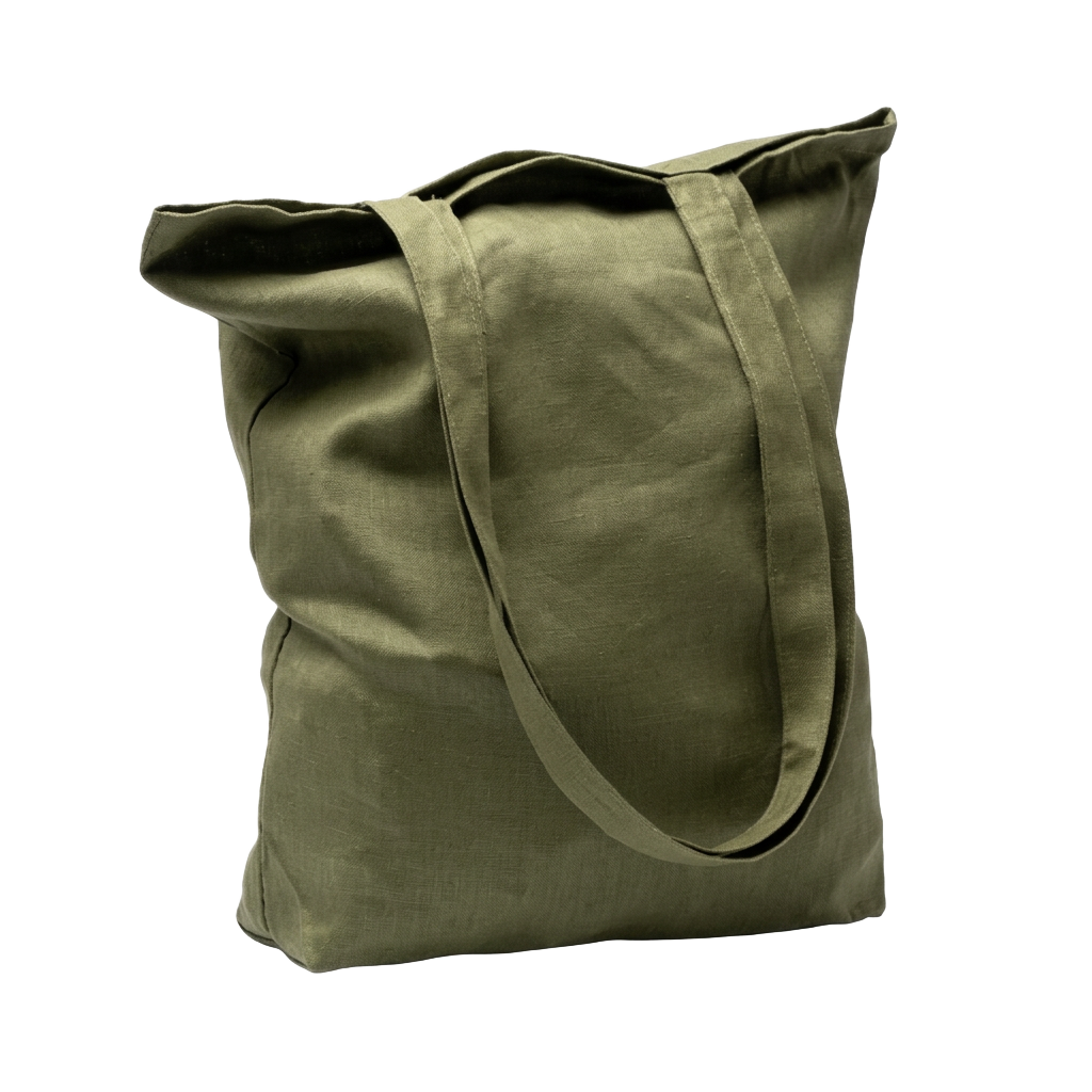 Tote bag verde de cáñamo con fuelle