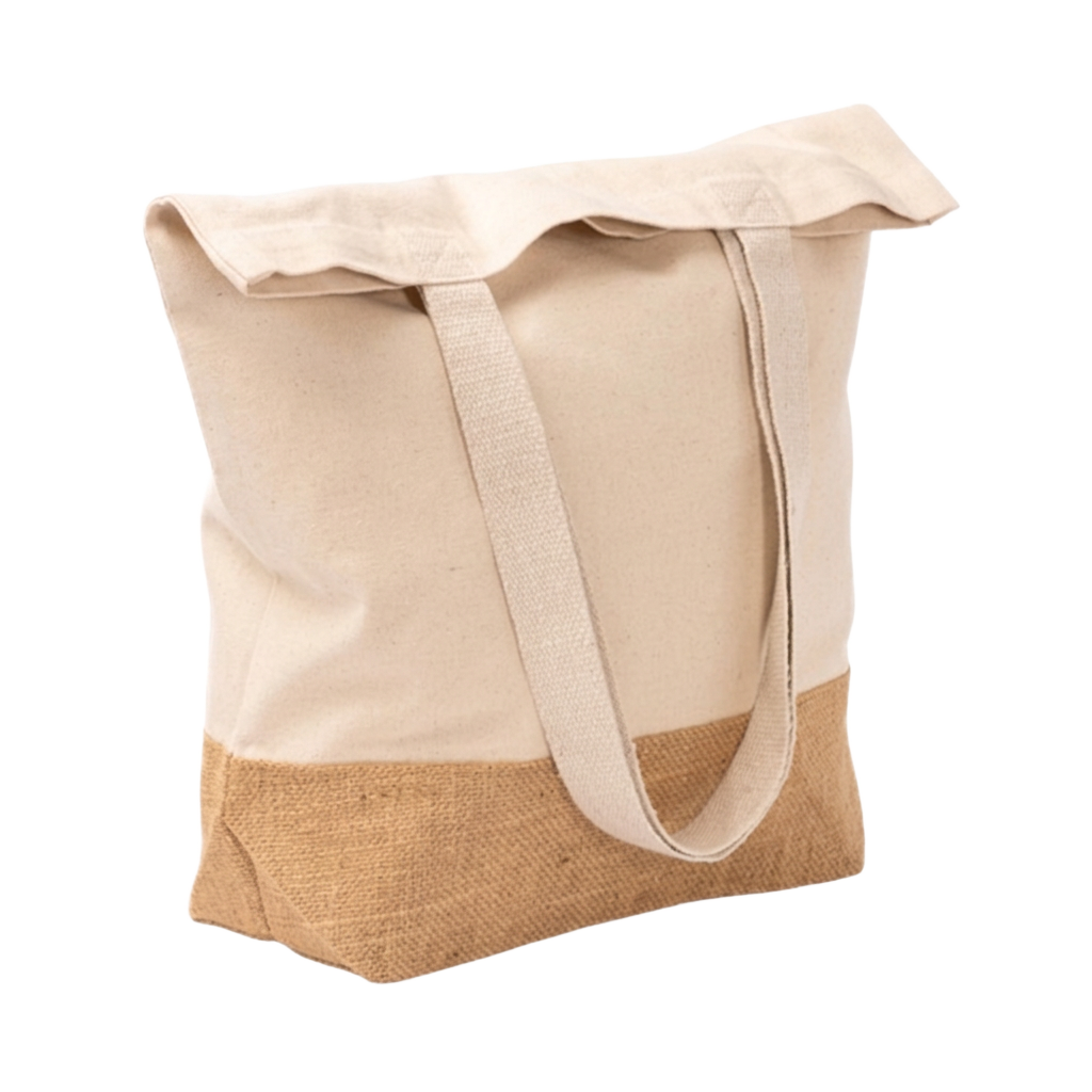 Tote bag algodón reciclado y yute natural